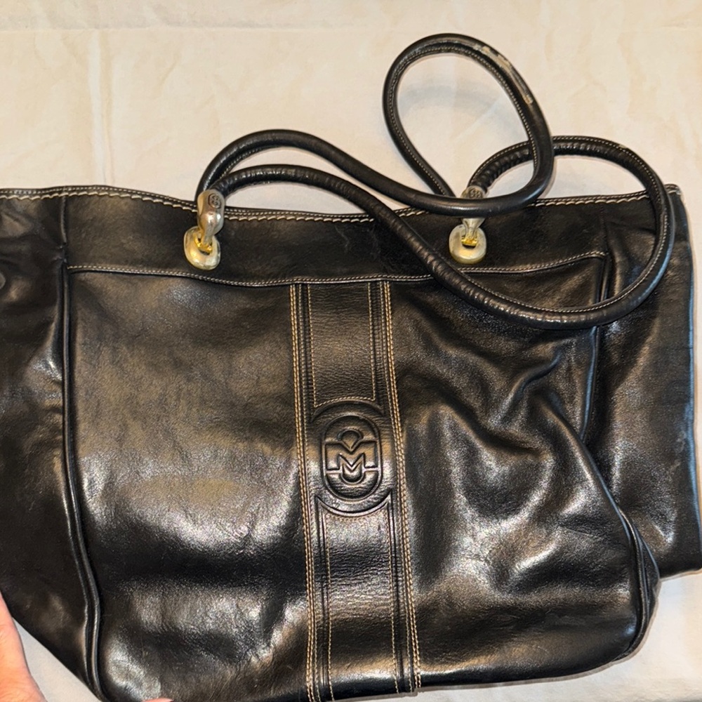 Black Leather Tote Bag Marino Orlandi